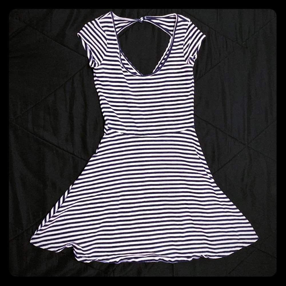 Black and white striped dress